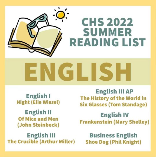 chs summer 2022 reading list, english