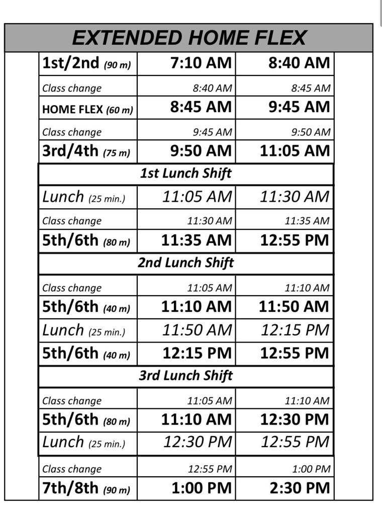 CHS HF Extended Schedule 
