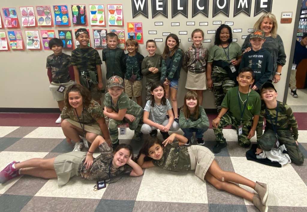students dressed in camo