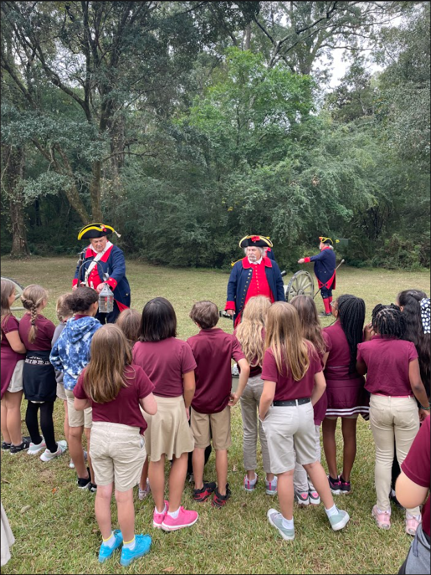 4th grade students watch a cannon demonstration