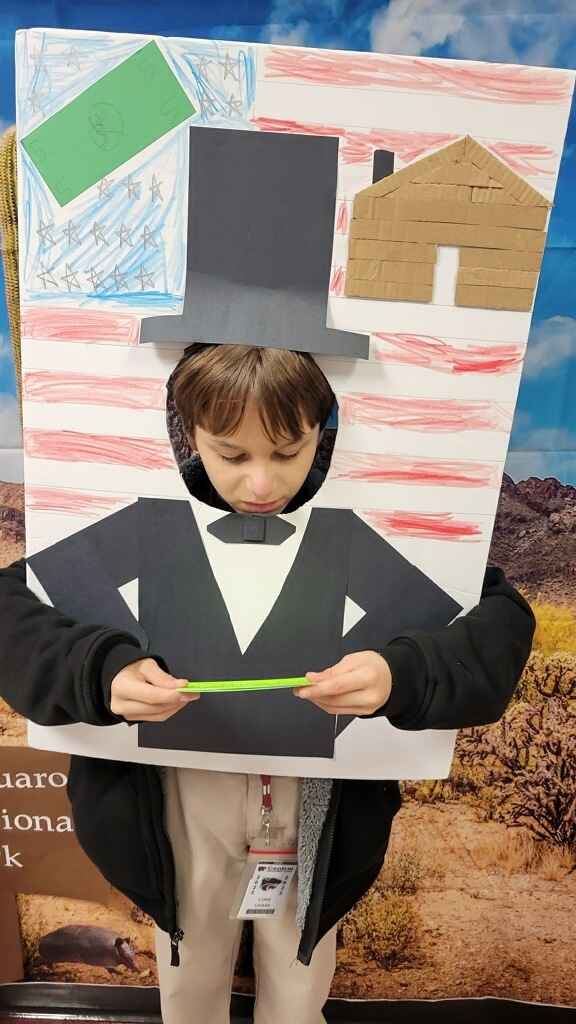 4th grader presents his project on Abe Lincoln